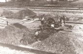 výstavba žst. TRENČÍN (peróny a koľajisko) v roku cca. 1941-42, © archív MDC