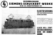 Reklama firmy Siemens s tovární fotkou lokomotivy 1670 z časopisu Die Lokomotive; sbírka Pavel Stejskal