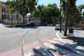 15.06.2014 - Barcelona: napojení koleje z vozovny „Tramvia Blau“ v Carrer de Bosch i Alsina na Avinguda del Tibidabo směrem dolů © PhDr. Zbyněk Zlinský