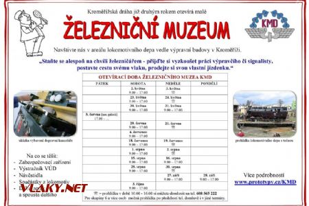 Železniční muzeum Kroměříž - plakát s otevírací dobou