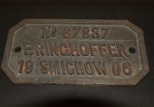 Výrobní štítek Ringhoffer z vozu RhB, muzeum Albula, 24. 2. 2015 © Pavel Stejskal