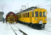 Setkání parní frézy a historických elektrických vozů RhB ve stanici Ospizio Bernina, 6. 3. 2004 © Pavel Stejskal