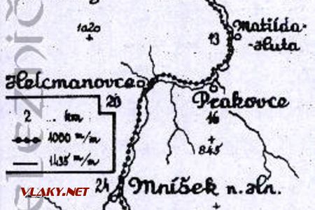 Mapa trate do Smolníka, zdroj: železničné info