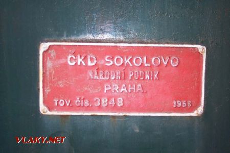 02.12.2004 - PJ Brno-Maloměřice: lokomotiva BN 60-3848 na pomníku, výrobní štítek © Václav Vyskočil