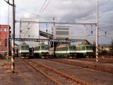 Vzácny historický záber - všetky lokomotívy radu 184 pred dopravňou T1 Tušimice, © Severočeské doly a.s. - Kolejová doprava