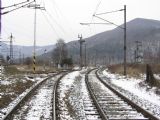 Vpravo je červenoskalská odbočka, vľavo je hlavná trať a v strede koľaj do depa; 27. 12. 2005 © Ing. Martin Filo
