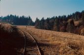 Oravská Lesná – závěr stoupání trati muzejní železnice do sedla Beskyd, 31.10.2005, © Jan Slavík