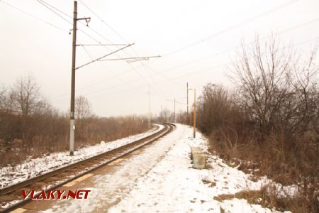 Zastávka a trať smer Prešov; 29.12.2008 © Miroslav Sekela