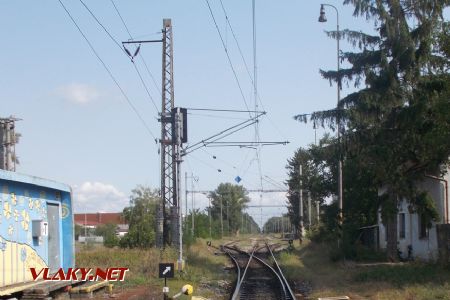 Gbely, Začiatok koľajiska stanice zo smeru Kúty; 22.08.2017 © Michal Čellár