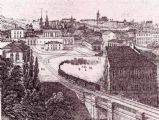Iný pohľad na Masarykovo nádraží v prvopočiatkoch parnej prevádzky. (Zdroj: zbierka autor).