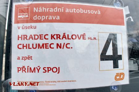 24.03.2018 - Hradec Králové: označení autobusu NAD do Chlumce nad Cidlinou © Karel Furiš