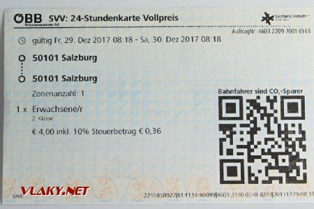 24hodinová jízdenka pro zónu Salzburg (z automatu ÖBB, který „umí více“) © Dominik Havel