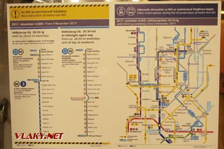 30.12.2017 – Budapešť: informace o výluce ve voze metra M3 © Dominik Havel
