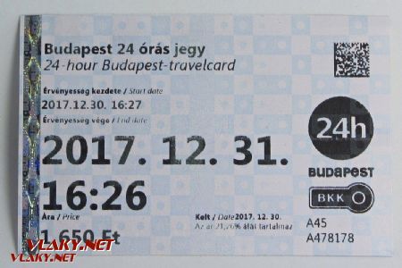 24hodinová jízdenka BKK z jízdenkového automatu BKK © Dominik Havel
