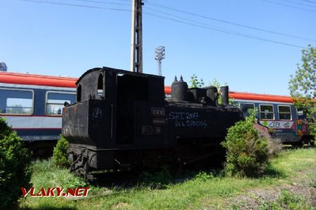 Lokomotivní depo v Sibiu, úzkorozchodná lokomotiva č. 764-106, 8.5.2018 © Jiří Mazal