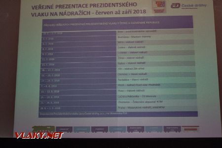 18.6.2018 - Praha, NTM: časový harmonogram Prezidentského vlaku © Jiří Řechka