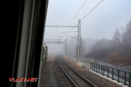 16.11.2018 - zvláštní vlak SŽDC: inaugurační jízda začíná, vpravo už pouze regionální trať © Jiří Řechka