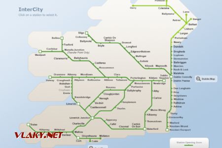 Mapa irské železniční sítě © Irish Rail