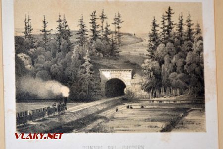Železnice jako malovaná, kresba choceňského tunelu z roku 1845, 4.4.2019. © Pavel Stejskal