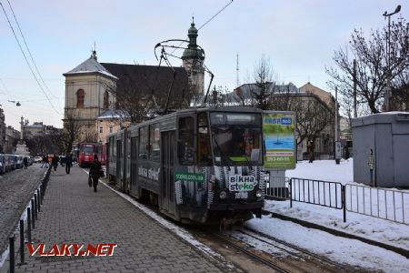 26.02.2018 - Lvov, náměstí Soborna, tramvaj Tatra KT4SU ev.č. 1006 © Václav Vyskočil