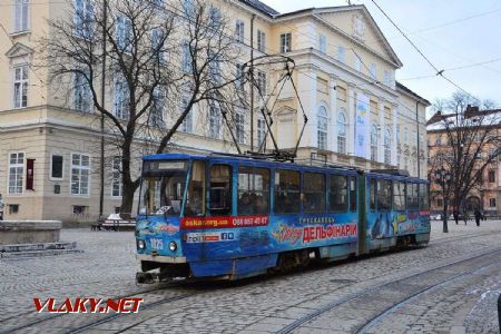 26.02.2018 - Lvov, Rynek, tramvaj KT4SU ev.č. 1025 © Václav Vyskočil