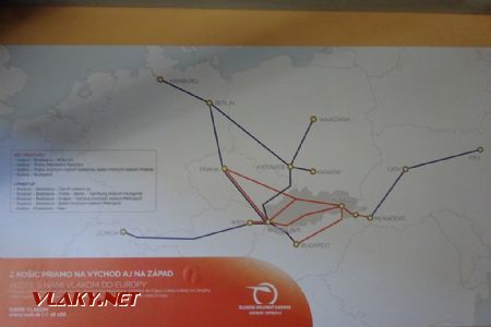 Mapa ukazuje zahraniční destinace ZSSK, 4.8.2019 © Jiří Mazal