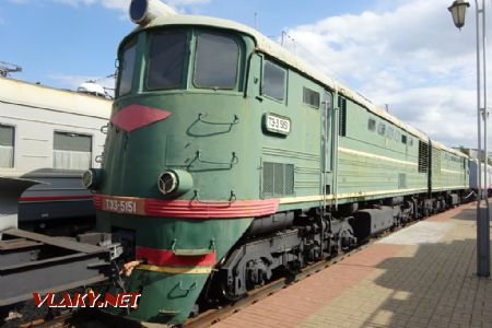 Moskevské železniční muzeum, lokomotiva TE3-5151 z r. 1964, 7.8.2019 © Jiří Mazal