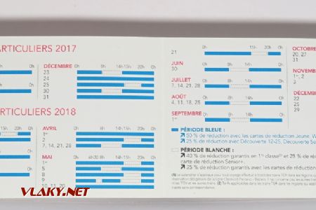Kalendář cestujícího SNCF, vliv data a času na cenu jízdenky © Dominik Havel