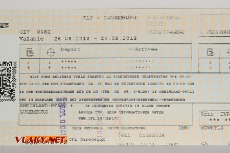 Rheinland-Pfalz Ticket Lux koupený u CFL © Dominik Havel