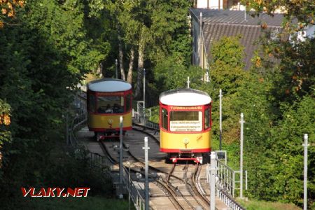 28.08.2018 – Karlsruhe: Turmbergbahn, výhybna © Dominik Havel