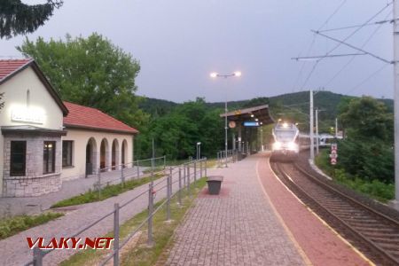 Klotildliget: Zrychlený vlak projíždí ve směru Esztergom © Tomáš Kraus, 20.6.2019