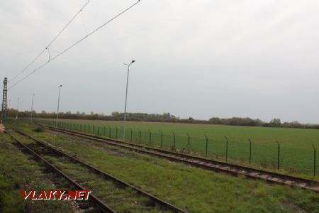 Úsek ŠRT trate v km 0,200. Koľaj vpravo je normálneho rozchodu.; 27.10.2012 © Miroslav Sekela