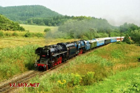 Stroje 498.106 a 498.022 na protokolárním vlaku, Rudoltice v Č. - Třebovice v Č., 20.8.1995 © Pavel Stejskal