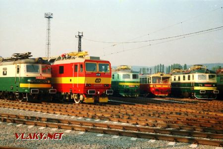 Lokomotivy 130.036, 263.001, 121.055, 810.062 a 181.009, výstava DKV Č.Třebová, 19.8.1995 © Evžen Šimek