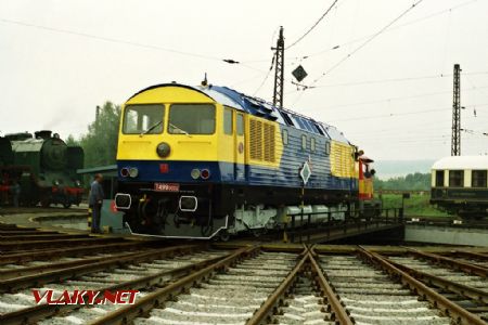 Lokomotiva T 499.0002 na malé točně DKV Č.Třebová, 25.8.1995 © Pavel Stejskal
