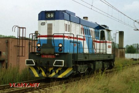 Lokomotiva 743.010 na kavalkádě dne 26.8.1995 na jižní spojovací koleji © Pavel Stejskal