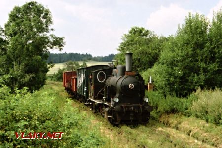 Nákladní vlak s 310.922 vypravený z Telče pro fotografy dne 16.8.1998. © Pavel Stejskal