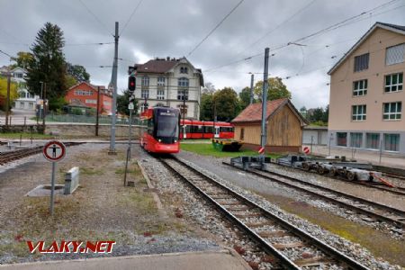 Gais, tramvaj přijíždí od Appenzellu, 30.9.2022, © Tomáš Kraus