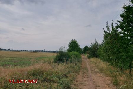 Drahelčice, pohled z tratě na blížící se Úhonice, 19.8.2022, Tomáš Kraus