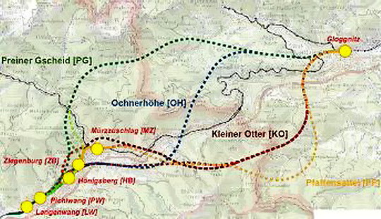 4 varianty výstavby nového tunela popod Semmering, 17.8.2008, © oebb.at