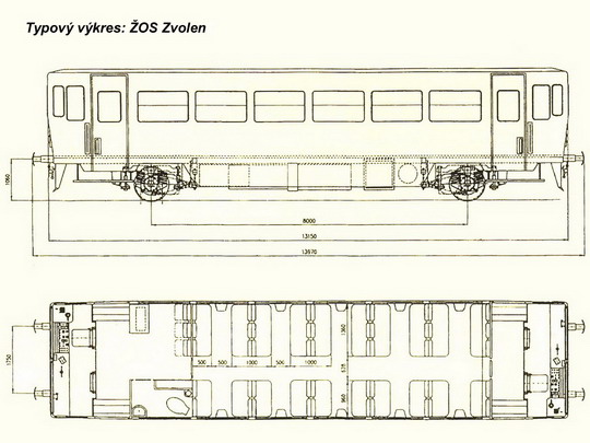Typový výkres motorového vozu řady 811 ZSSK © ŽOS Zvolen - ZOBRAZ!
