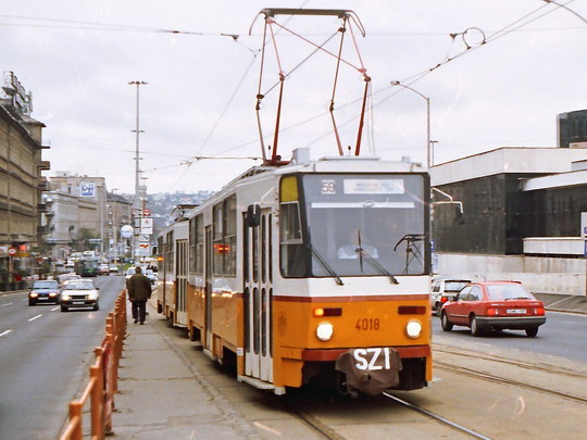 22.04.1997 - Budapest Déli pu., Tram.T5 ev.č. 4018 + 4019 © Václav Vyskočil