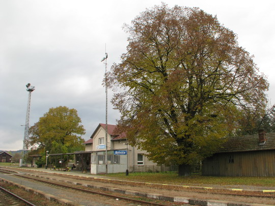 Velký strom a mrňavá staniční budova - to je Bylnice © PhDr. Zbyněk Zlinský