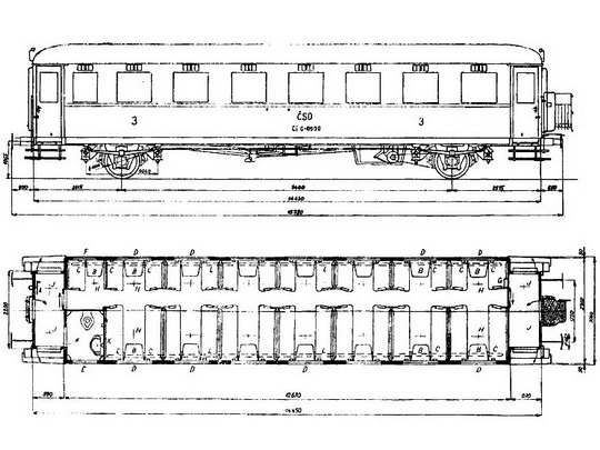 Typový výkres vozů OZVD č. 201 - 209 z r. 1944; zdroj www.parostroj.net/katalog/ov