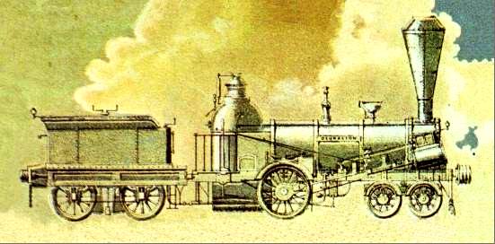 Parný rušeň „DEUCALION“ z roku 1846 s usporiadaním pojazdu 2´A typu „Philadelphia“.