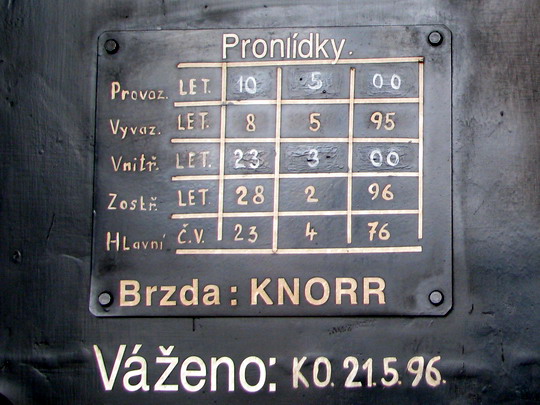Tabulka prohlídek lokomotivy 328.011 © PhDr. Zbyněk Zlinský