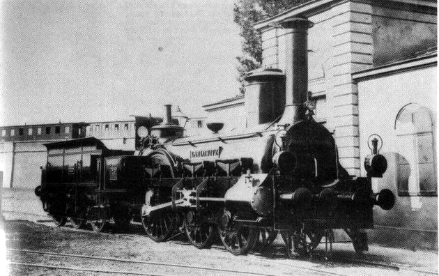 Rušeň „KARLOWITZ“ s usporiadaním pojazdu 2A z roku 1861, výrobca lokomotívka StEG
