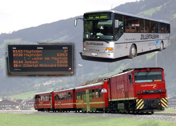 Informačný systém Zillertalbahn s prenosom dát cez GPS